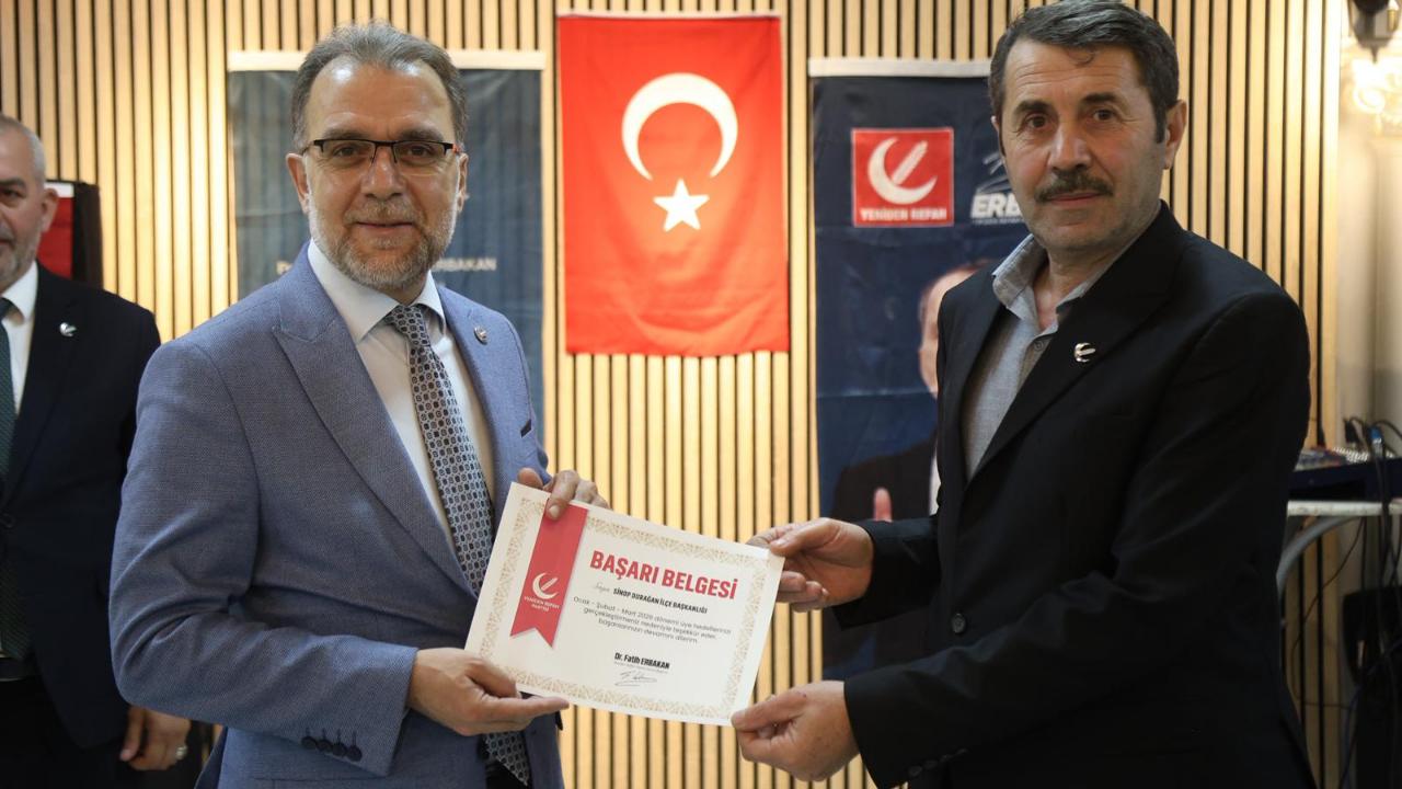 Yeniden Refah Partisi Durağan İlçe Teşkilatı Sinop 1.si oldu.